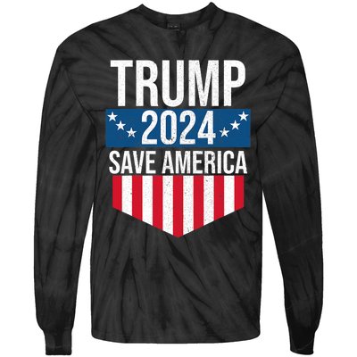 Trump 2024 Save America Donald Trump Supporters Tie-Dye Long Sleeve Shirt