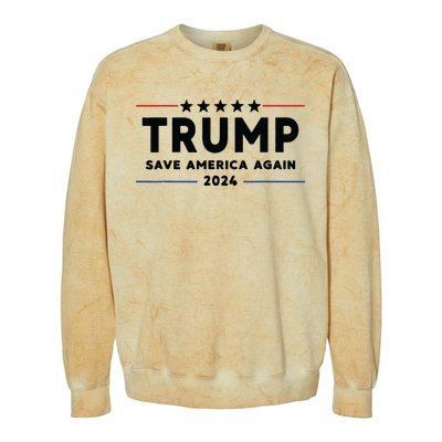 Trump 2024 Save America Again Vote Trump White Colorblast Crewneck Sweatshirt