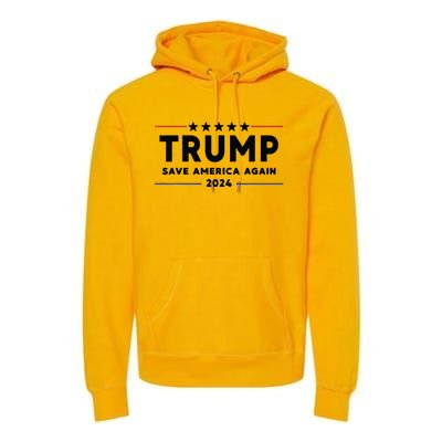 Trump 2024 Save America Again Vote Trump White Premium Hoodie