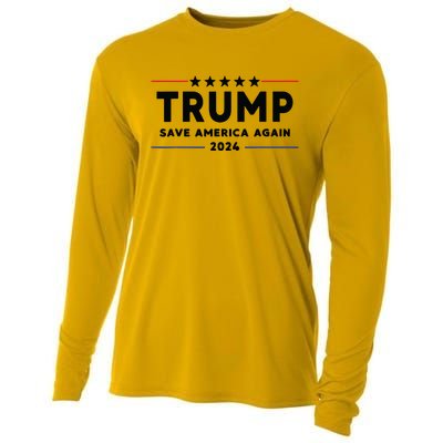 Trump 2024 Save America Again Vote Trump White Cooling Performance Long Sleeve Crew