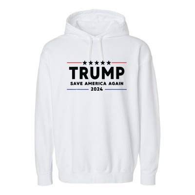 Trump 2024 Save America Again Vote Trump White Garment-Dyed Fleece Hoodie