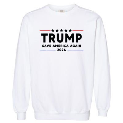 Trump 2024 Save America Again Vote Trump White Garment-Dyed Sweatshirt