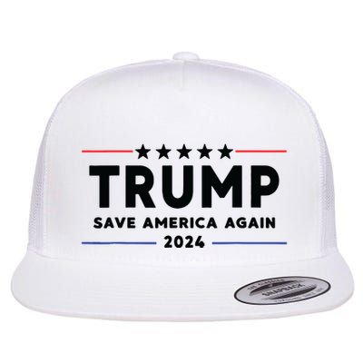 Trump 2024 Save America Again Vote Trump White Flatbill Hat