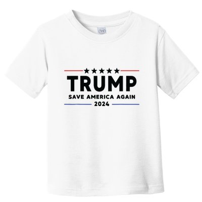 Trump 2024 Save America Again Vote Trump White Toddler T-Shirt