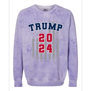 Trump 2024 Sports Font Usa Flag 4th Of July Maga Patriotic Cool Gift Colorblast Crewneck Sweatshirt