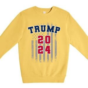 Trump 2024 Sports Font Usa Flag 4th Of July Maga Patriotic Cool Gift Premium Crewneck Sweatshirt