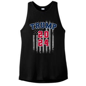 Trump 2024 Sports Font Usa Flag 4th Of July Maga Patriotic Cool Gift Ladies PosiCharge Tri-Blend Wicking Tank