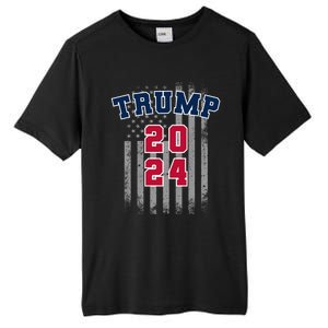 Trump 2024 Sports Font Usa Flag 4th Of July Maga Patriotic Cool Gift Tall Fusion ChromaSoft Performance T-Shirt