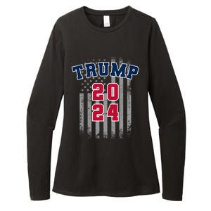 Trump 2024 Sports Font Usa Flag 4th Of July Maga Patriotic Cool Gift Womens CVC Long Sleeve Shirt