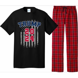 Trump 2024 Sports Font Usa Flag 4th Of July Maga Patriotic Cool Gift Pajama Set