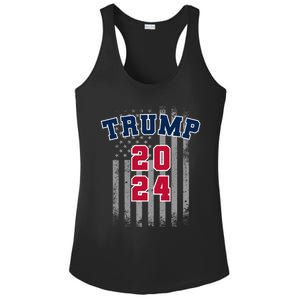 Trump 2024 Sports Font Usa Flag 4th Of July Maga Patriotic Cool Gift Ladies PosiCharge Competitor Racerback Tank