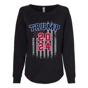 Trump 2024 Sports Font Usa Flag 4th Of July Maga Patriotic Cool Gift Womens California Wash Sweatshirt