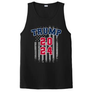 Trump 2024 Sports Font Usa Flag 4th Of July Maga Patriotic Cool Gift PosiCharge Competitor Tank