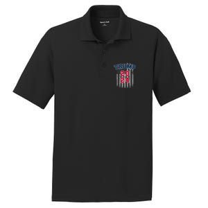 Trump 2024 Sports Font Usa Flag 4th Of July Maga Patriotic Cool Gift PosiCharge RacerMesh Polo