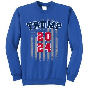 Trump 2024 Sports Font Usa Flag 4th Of July Maga Patriotic Cool Gift Sweatshirt