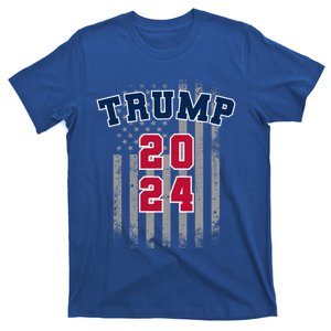 Trump 2024 Sports Font Usa Flag 4th Of July Maga Patriotic Cool Gift T-Shirt