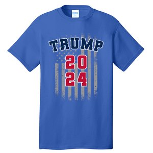 Trump 2024 Sports Font Usa Flag 4th Of July Maga Patriotic Cool Gift Tall T-Shirt