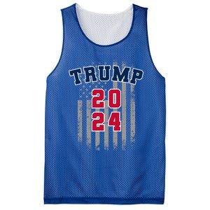 Trump 2024 Sports Font Usa Flag 4th Of July Maga Patriotic Cool Gift Mesh Reversible Basketball Jersey Tank