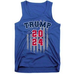 Trump 2024 Sports Font Usa Flag 4th Of July Maga Patriotic Cool Gift Tank Top