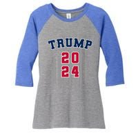 Trump 2024 Sports Font Usa Flag 4th Of July Maga Patriotic Cool Gift Women's Tri-Blend 3/4-Sleeve Raglan Shirt