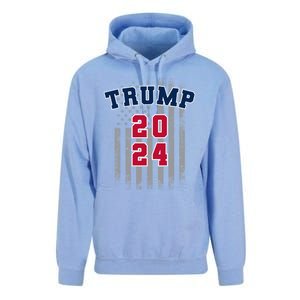 Trump 2024 Sports Font Usa Flag 4th Of July Maga Patriotic Cool Gift Unisex Surf Hoodie