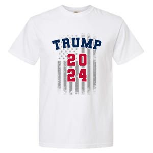 Trump 2024 Sports Font Usa Flag 4th Of July Maga Patriotic Cool Gift Garment-Dyed Heavyweight T-Shirt