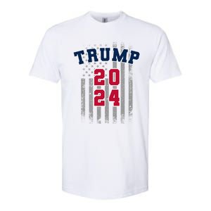 Trump 2024 Sports Font Usa Flag 4th Of July Maga Patriotic Cool Gift Softstyle CVC T-Shirt