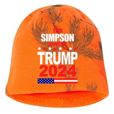 Trump 2024 Simpson Surname Family Voting Supporter Kati - Camo Knit Beanie