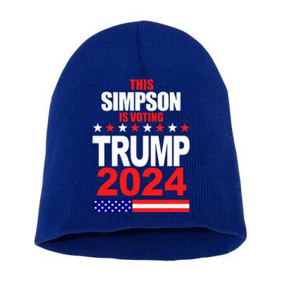 Trump 2024 Simpson Surname Family Voting Supporter Short Acrylic Beanie