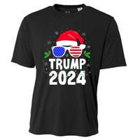 Trump 2024 Santa Hat Xmas Lights Christmas Funny Cooling Performance Crew T-Shirt