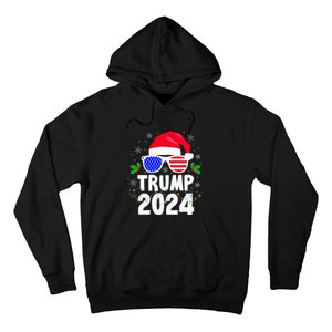 Trump 2024 Santa Hat Xmas Lights Christmas Funny Hoodie