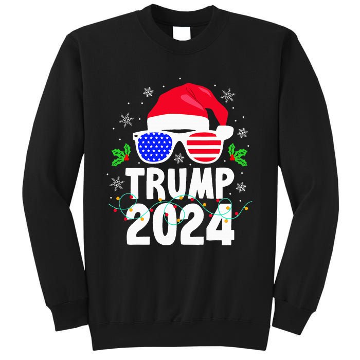 Trump 2024 Santa Hat Xmas Lights Christmas Funny Sweatshirt