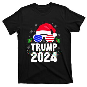 Trump 2024 Santa Hat Xmas Lights Christmas Funny T-Shirt