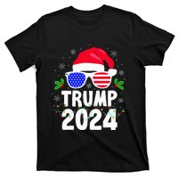 Trump 2024 Santa Hat Xmas Lights Christmas Funny T-Shirt