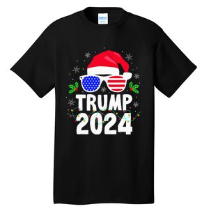 Trump 2024 Santa Hat Xmas Lights Christmas Funny Tall T-Shirt