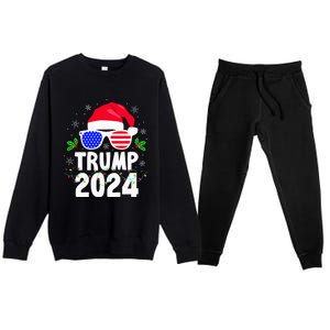 Trump 2024 Santa Hat Xmas Lights Christmas Funny Premium Crewneck Sweatsuit Set