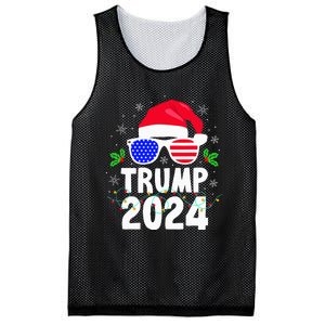 Trump 2024 Santa Hat Xmas Lights Christmas Funny Mesh Reversible Basketball Jersey Tank