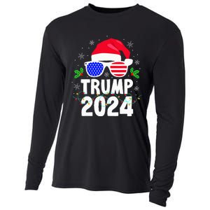 Trump 2024 Santa Hat Xmas Lights Christmas Funny Cooling Performance Long Sleeve Crew