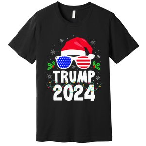 Trump 2024 Santa Hat Xmas Lights Christmas Funny Premium T-Shirt