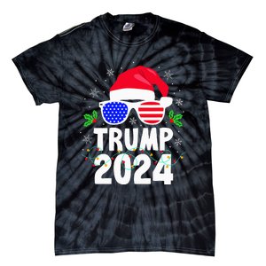 Trump 2024 Santa Hat Xmas Lights Christmas Funny Tie-Dye T-Shirt