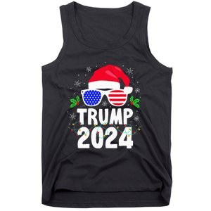 Trump 2024 Santa Hat Xmas Lights Christmas Funny Tank Top