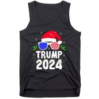 Trump 2024 Santa Hat Xmas Lights Christmas Funny Tank Top