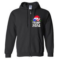 Trump 2024 Santa Hat Xmas Lights Christmas Funny Full Zip Hoodie