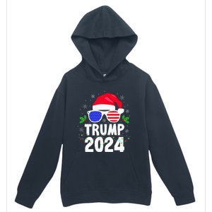 Trump 2024 Santa Hat Xmas Lights Christmas Funny Urban Pullover Hoodie