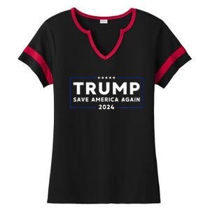 Trump 2024 Save America Save America Again Trump Ladies Halftime Notch Neck Tee