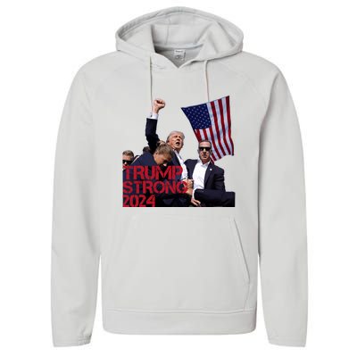 Trump 2024 Strong Fist Hand Us Vote Performance Fleece Hoodie