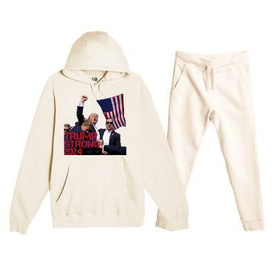 Trump 2024 Strong Fist Hand Us Vote Premium Hooded Sweatsuit Set