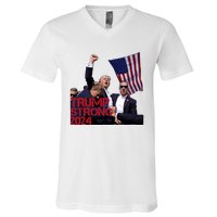 Trump 2024 Strong Fist Hand Us Vote V-Neck T-Shirt