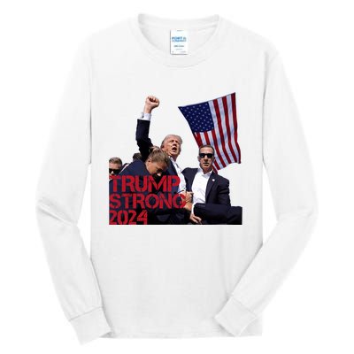 Trump 2024 Strong Fist Hand Us Vote Tall Long Sleeve T-Shirt