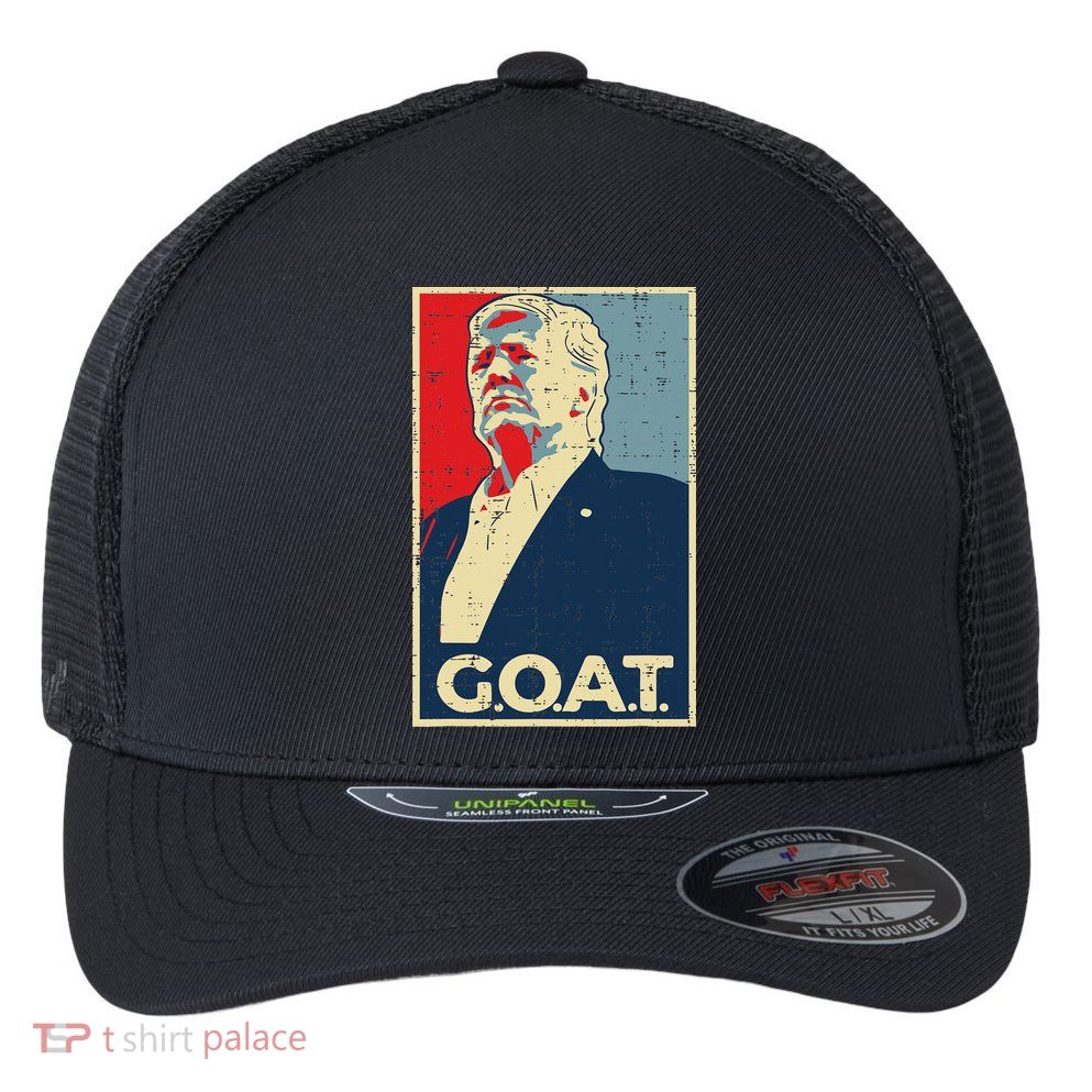 Trump 2024 S Goat Trump Poster 2024  Flexfit Unipanel Trucker Cap